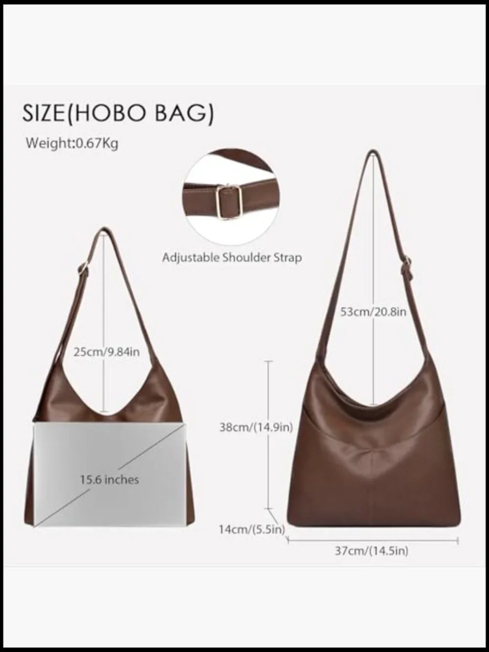 Large Slouchy Hobo Bag Vegan Leather Crossbody Tote Work Travel Daily